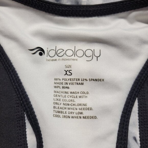 Ideology Extra Small Black White Floral Racerback Lightweight Workout Tank Top - Picture 9 of 9